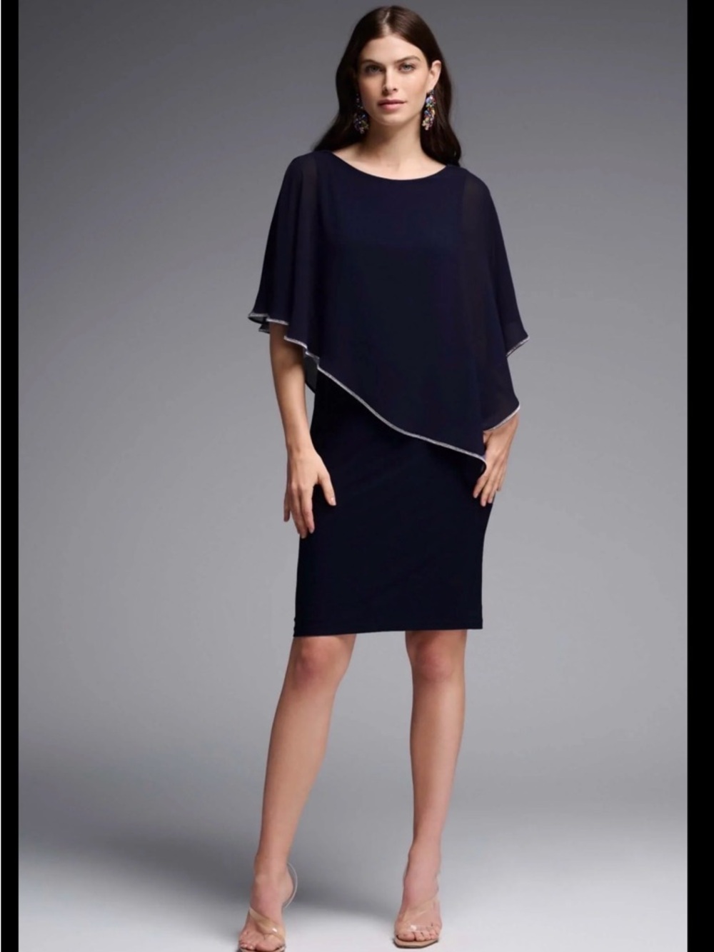 Joseph Ribkoff Midi Dress with Rhinestone Trim